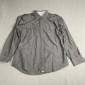 PD&C‎ Men's size XXL Gray Button Dress Shirt Long Sleeve,Pockets,Lightweight